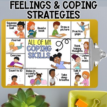 Preview of Feelings Emotions Coping Skills FREEBIE Counseling & SEL