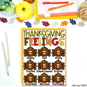 Preview of Thanksgiving Feelings Emotions Check-In Counseling SEL FREEBIE