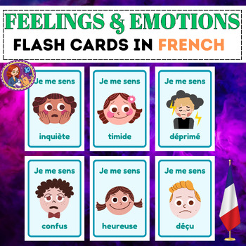 Feelings & Emotions Flashcards in French . Special Education Cards