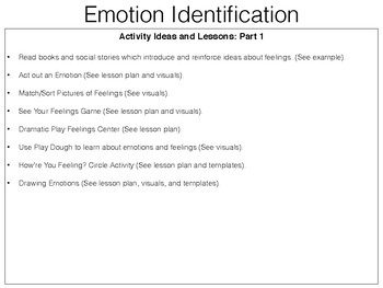 Preview of Feelings/Emotions Identification Lesson Plan Pack