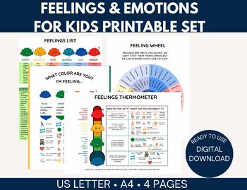 Preview of Feelings & Emotions Posters Check In-Chart-Thermometer-Wheel For Kids SEL