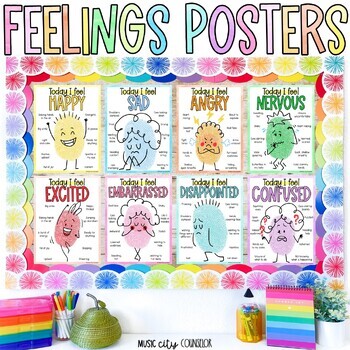 Preview of Feelings & Emotions Posters, SEL & Counseling Bulletin Board