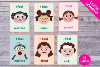 Emotions Flash Cards Nature Emotions Digital Download Kids