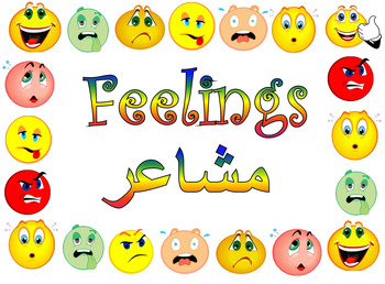 Preview of Feelings Flashcards: Arabic and English