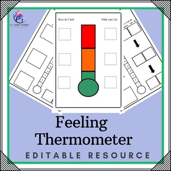 Preview of Feelings Gauge - Identify Emotions with Scale Thermometer - Printable Editable