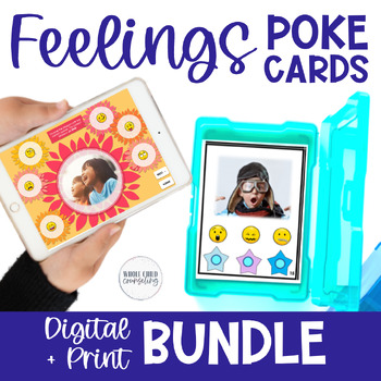 Preview of Naming Feelings Poke Cards and Digital Counseling Social Skills Game BUNDLE