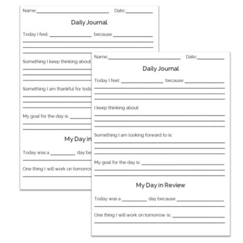 Low-Prep, Differentiated Daily Feelings Journal by Everyday Teaching ...