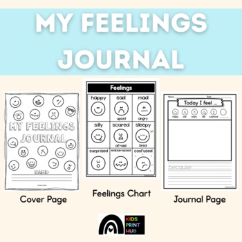Preview of Feelings Journal and Chart for Pre-K, Kindergarten, 1st grade