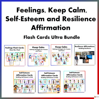 Preview of Feelings, Keep Calm,Self-Esteem, and Resilience Flash Cards Ultra Bundle