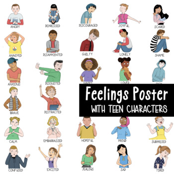 Preview of Feelings Poster for Teens to Support Social Emotional Learning