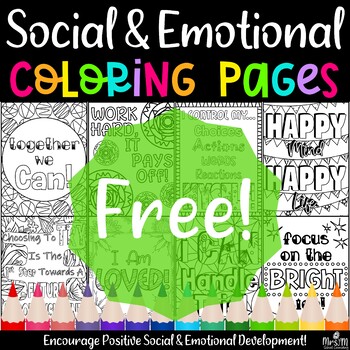 Preview of 10 Free Social & Emotional Coloring Pages / Encourage Positive Thinking