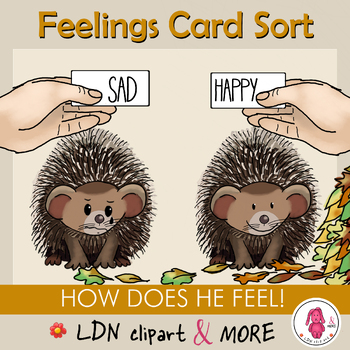 Preview of Feelings Card Sort AUTUMN, learn about emotions, with emotion gauge, print & go