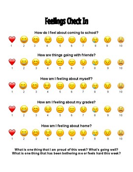 Feelings Scale Check In by Counselor Collab | TPT