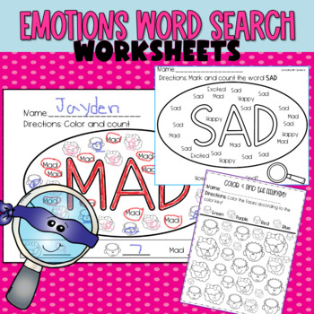 Preview of Feelings Search Worksheet Activities | Emotions Elementary | SEL Lessons