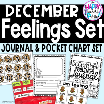 Preview of *SEL  Feelings Set December Gingerbread *Journal Writing, Pocket Chart Activity