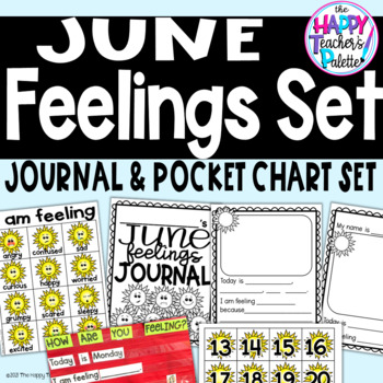 Preview of *SEL  Feelings Set June Suns *Journal Writing and Pocket Chart Activity