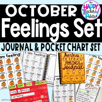 Preview of *SEL Feelings Set October Pumpkins *Journal Writing and Pocket Chart Activity