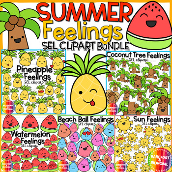 Preview of Feelings Summer Clipart | SEL Clipart Bundle