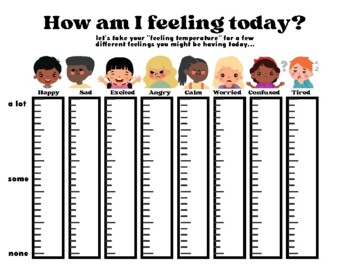 Feelings Thermometer Check In Worksheet by Julie Elzinga | TPT