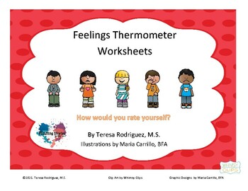 Preview of Free Feelings Thermometer, Feelings Chart Coloring Pages, Kids and Adults