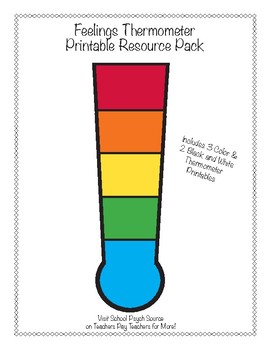 Feelings Thermometer Printable Resource Pack by School Psych Source
