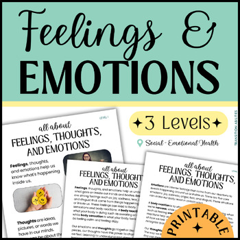 Preview of Feelings Thoughts Emotions | Video, Leveled Reading Comprehension | SEL Activity