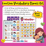 Feelings Vocabulary Bingo and Memory Games