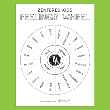 feelings wheel for kids b w version by zentered kids tpt