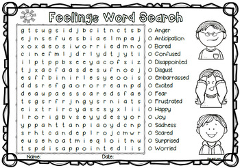 feelings word search by play and learn teachers pay teachers