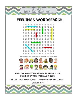 Preview of Feelings Wordsearch - Free