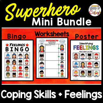 Preview of Feelings and Coping Skills Counseling Bundle - Superhero