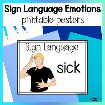 Preview of Feelings and Emotions ASL Sign Language Printable Bulletin Board Posters Lessons