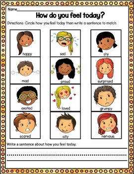 feelings and emotions activities for first grade by