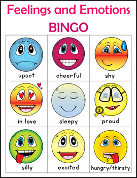 Feelings and Emotions Bingo Game with Smileys by Autism Journey - Angie S