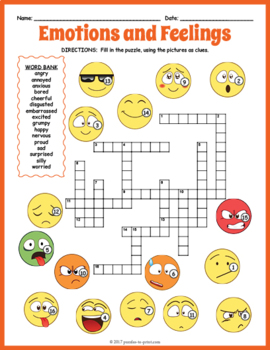 Feelings and Emotions Crossword Puzzle by Puzzles to Print | TpT