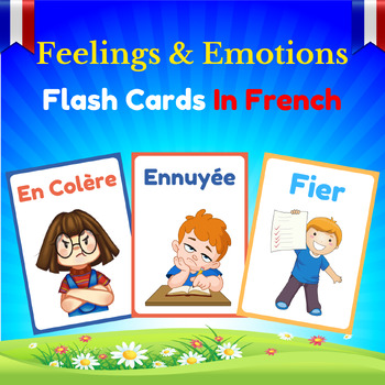 Feelings and Emotions Flashcards In French Printable Posters for k & Prek