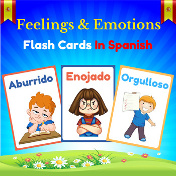 Feelings and Emotions Flashcards In Spanish Printable Posters for k & Prek