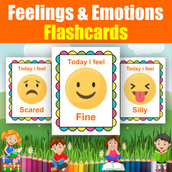 Feelings and Emotions Flashcards l 16 Printable flash cards with fun emojis