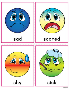 Feelings and Emotions Flashcards with Smileys by Autism Journey - Angie S