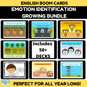 Preview of Feelings and Emotions Identification Boom Card Growing Bundle