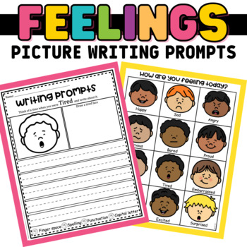 Preview of Feelings and Emotions Picture Writing Prompts | Feelings chart