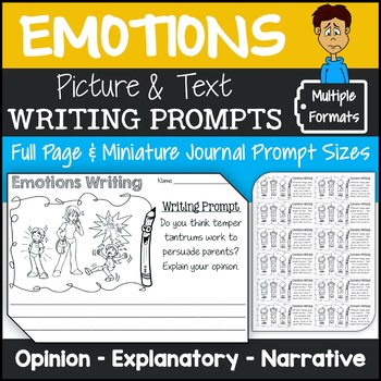 Preview of Feelings and Emotions Picture Writing Prompts (Opinion, Explanatory, Narrative)