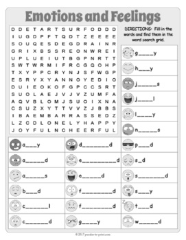 puzzle emotions and crossword worksheet activity by puzzles print minifabriek com