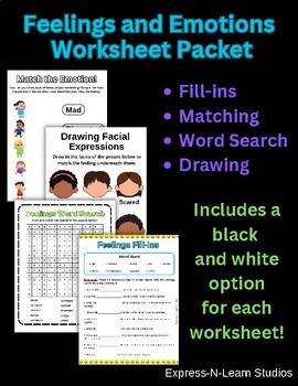 Preview of Feelings and Emotions Worksheet Packet
