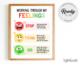 Feelings chart, Working through my emotions, zones of regu