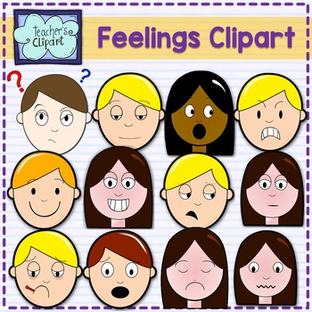 Preview of Feelings multicultural faces clipart