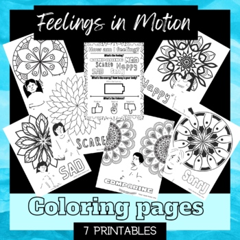 Preview of Feelings in Motion Coloring Pages