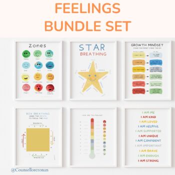 Preview of Feelings poster bundle, emotional regulation, self regulation, calming corner
