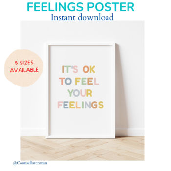 Preview of Feelings poster, therapy office decor, feelings chart, calm down corner, counsel