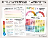 Feelings thermometer, coping skills worksheets, zones of r